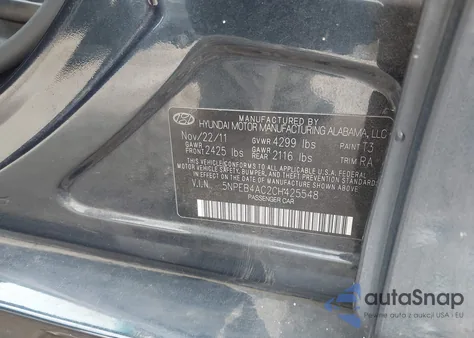 2012 Hyundai Sonata Gls from USA, damaged, VIN 5NPEB4AC2CH425548